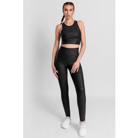Superstacy Roise Damla Desenli Toparlayıcı Siyah Spor Tayt
