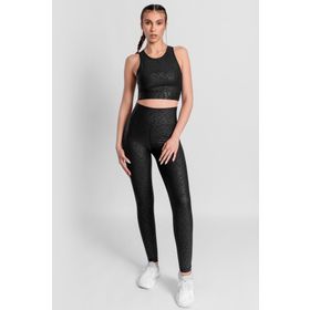 Superstacy Roise Damla Desenli Toparlayıcı Siyah Spor Tayt