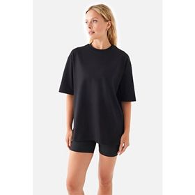 Superstacy Serenity Oversize Siyah Kadın T-shirt