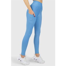 Superstacy Yüksek Bel Cepli Mavi Kadın Spor Tayt
