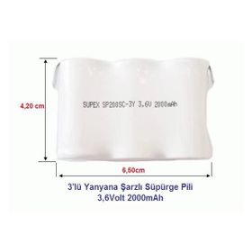 Supex 3.6 Volt 2000 mAh 3'lü Yanyana Şarjlı Süpürge Pili