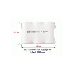 Supex 3.6 Volt 2000 mAh 3'lü Yanyana Şarjlı Süpürge Pili