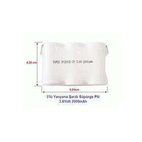 Supex 3.6 Volt 2000 mAh 3'lü Yanyana Şarjlı Süpürge Pili