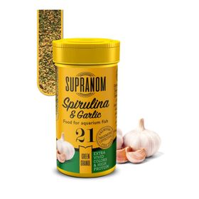 Supranom 21 Spirulina Tüm Balıklar İçin Garlic Green Granul 100 ml Balık Yemi