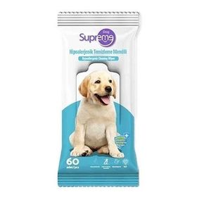 Supreme 60 Adet Kokusuz Hipoalerjenik Köpek Temizleme Mendili