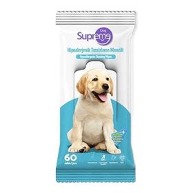 Supreme 60 Adet Kokusuz Hipoalerjenik Köpek Temizleme Mendili