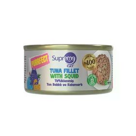 Supreme Cat Purrfect Tiftiklenmiş Ton Balıklı ve Kalamarlı 70 gr Yetişkin Kedi Konservesi