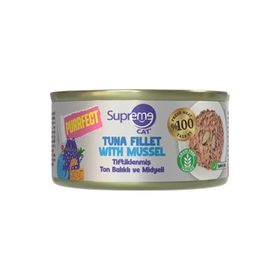 Supreme Cat Purrfect Tiftiklenmiş Ton Balıklı ve Midyeli 70 gr Yetişkin Kedi Konservesi