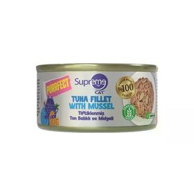 Supreme Cat Purrfect Tiftiklenmiş Ton Balıklı ve Midyeli 70 gr Yetişkin Kedi Konservesi