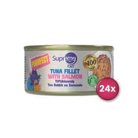 Supreme Cat Purrfect Tiftiklenmiş Ton Balıklı ve Somonlu 70 gr Yetişkin Kedi Konservesi