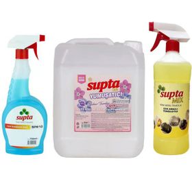 Supta 1 lt Çok Amaçlı Temizleyici + 750 ml Cam Sil + 5 lt Çamaşır Yumuşatıcısı