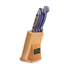 Sürbisa 61502-V Mor 5 Parça Naturel Ahşap Standlı Mutfak Bıçak Seti