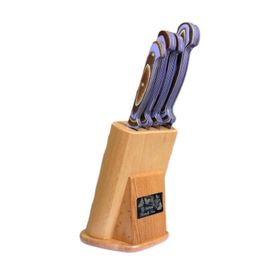 Sürbisa 61502-V Mor 5 Parça Naturel Ahşap Standlı Mutfak Bıçak Seti
