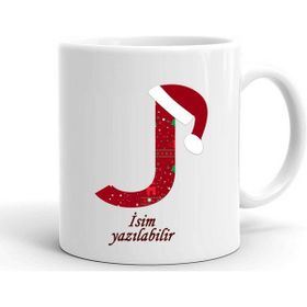 Süsslüdüşler Yeni Yıl Özel Şapkalı J Harf Kişiye Özel Kupa Bardak