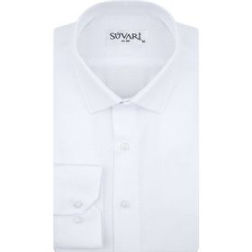Süvari 1720232 Slim Fit Armür Desenli Beyaz Erkek Gömlek