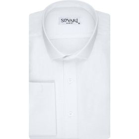Süvari 1720232 Slim Fit Armür Desenli Beyaz Erkek Gömlek