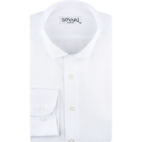 Süvari 1720232 Slim Fit Armür Desenli Beyaz Erkek Gömlek