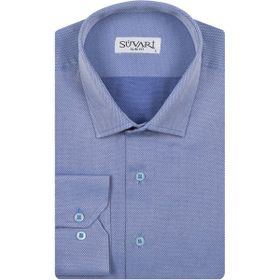 Süvari 1799879 Slim Fit Armür Desenli Açık Mavi Erkek Gömlek