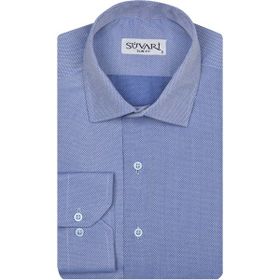Süvari 1799879 Slim Fit Armür Desenli Açık Mavi Erkek Gömlek