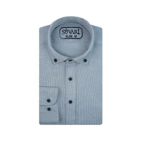 Süvari 1799879 Slim Fit Armür Desenli Açık Mavi Erkek Gömlek