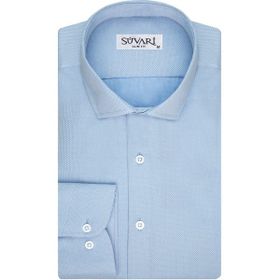 Süvari 1799879 Slim Fit Armür Desenli Açık Mavi Erkek Gömlek