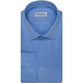 Süvari 1799879 Slim Fit Armür Desenli Açık Mavi Erkek Gömlek