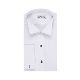 Süvari 19399 Beyaz Ata Yaka Slim Fit Beyaz Düğmeli Erkek Gömlek
