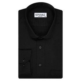 Süvari Bol Kesim Armürlü Uzun Siyah Erkek Gömlek