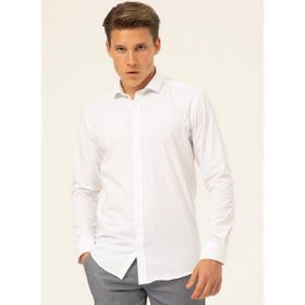 Süvari GM1007100473 Klasik Yaka Düz Beyaz Erkek Gömlek