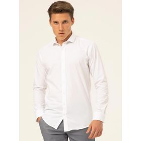 Süvari GM1007100474 Klasik Yaka Düz Beyaz Erkek Gömlek