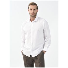 Süvari GM1007100506 Klasik Yaka Düz Beyaz Erkek Gömlek