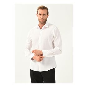 Süvari GM1008400227 Klasik Yaka Düz Beyaz Erkek Gömlek