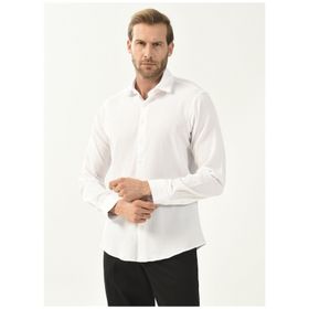 Süvari GM1008400227 Klasik Yaka Düz Beyaz Erkek Gömlek