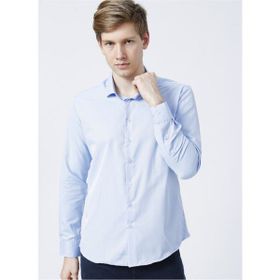 Süvari Gm2024700271 Klasik Yaka Slim Fit Armürlü Mavi Erkek Gömlek
