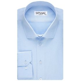 Süvari GM2024700273 Klasik Yaka Slim Fit Armürlü Mavi Erkek Gömlek