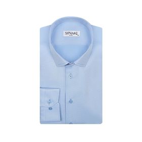 Süvari GM2024700286 Klasik Yaka Slim Fit Armürlü Mavi Erkek Gömlek
