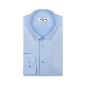 Süvari GM2024700286 Klasik Yaka Slim Fit Armürlü Mavi Erkek Gömlek