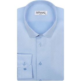 Süvari GM2024700286 Klasik Yaka Slim Fit Armürlü Mavi Erkek Gömlek