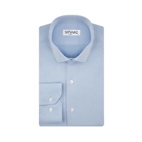 Süvari GM2024700309 Klasik Yaka Fit Armürlü Mavi Erkek Gömlek