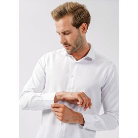 Süvari GM2024700342 Klasik Yaka Armürlü Beyaz Erkek Gömlek