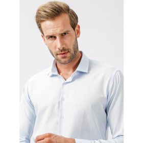 Süvari GM2024700349 Klasik Yaka Armürlü Mavi Buz Erkek Gömlek