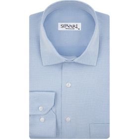 Süvari GM2025000198 Klasik Yaka Regular Fit Armürlü Mavi Erkek Gömlek