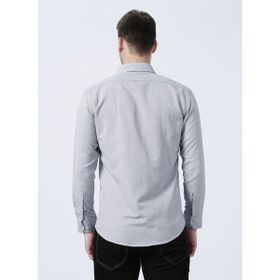 Süvari Klasik Yaka Slim Fit Armürlü Siyah Erkek Gömlek