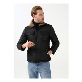 Süvari MN2008700287 Siyah Mono Yaka Slim Fit Kapitone Siyah Erkek Mont