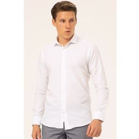Süvari Slim Fit Beyaz Düz Erkek Gömlek