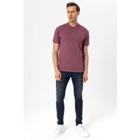 Süvari TS1014000271 Polo Yaka Armürlü Koyu Bordo Erkek T-Shirt