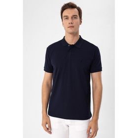 Süvari TS1014000271 Polo Yaka Armürlü Lacivert Erkek T-Shirt