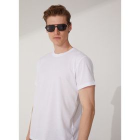 Süvari TS1014000278 O Yaka Armürlü Beyaz Erkek T-Shirt