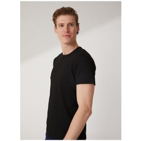 Süvari TS1014000280 O Yaka Armürlü Siyah Erkek T-Shirt