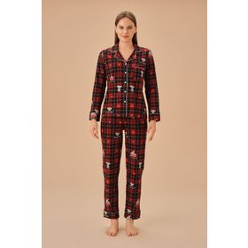 Suwen Saks Baskılı Koalina Pamuklu Maskülen Çocuk Pijama Takımı